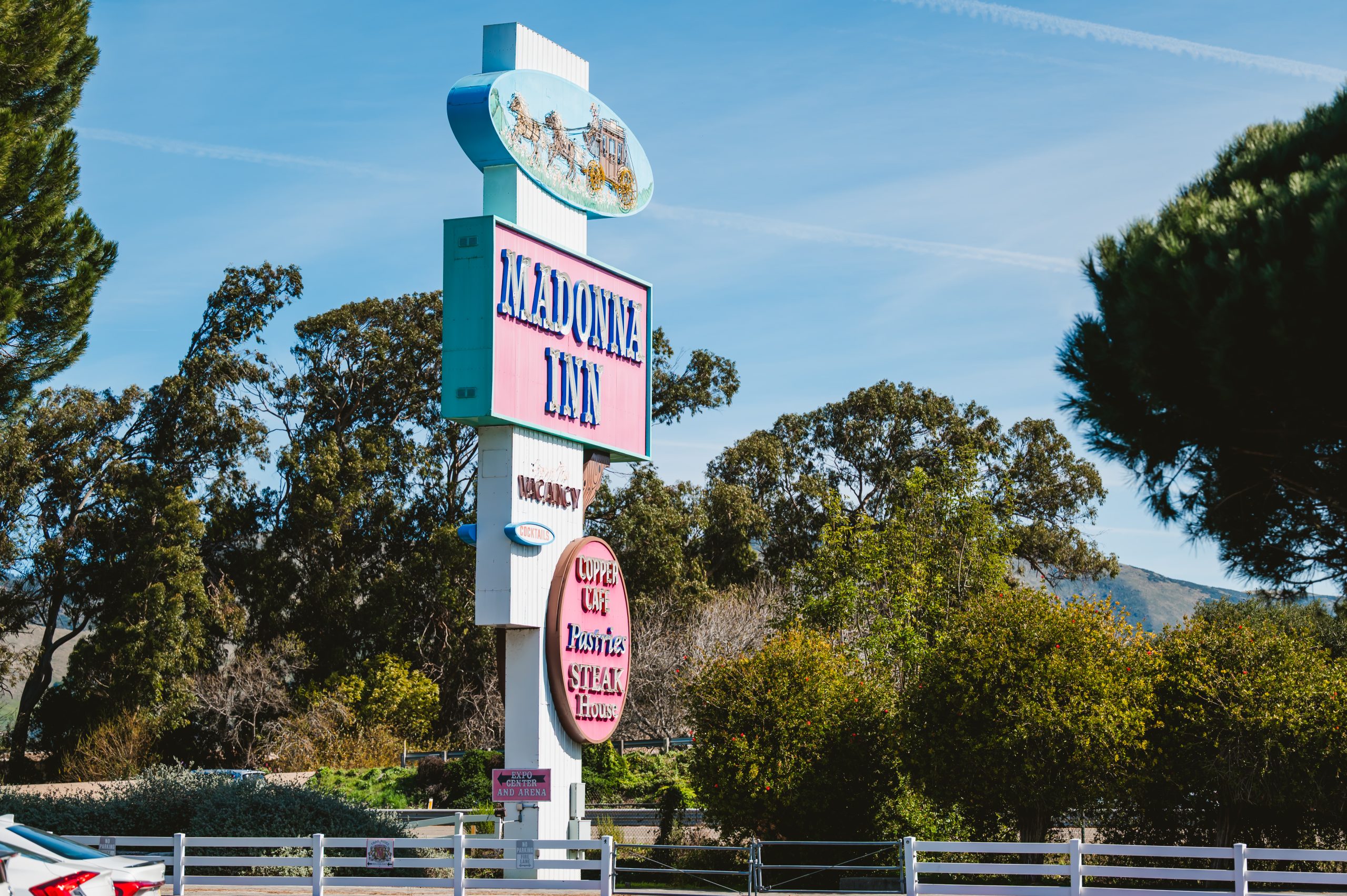 iconic sign in front of Madonna Inn